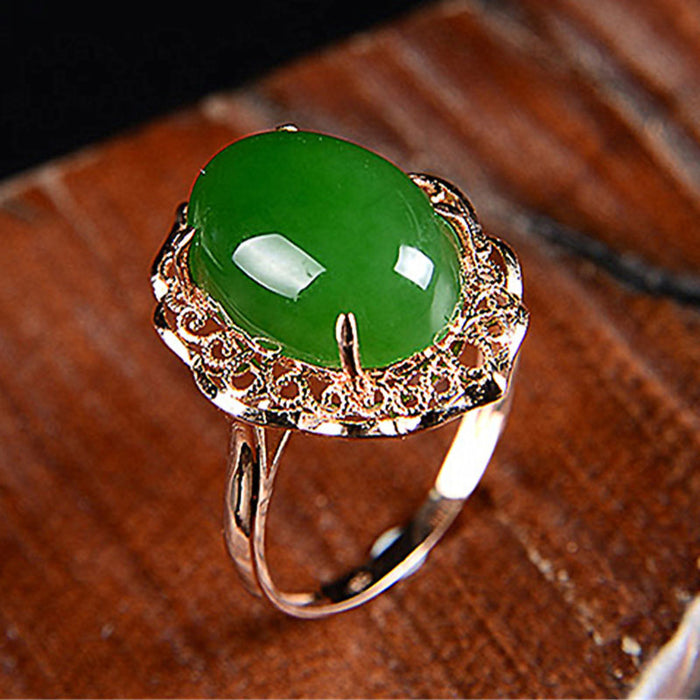 "Elegant Rose Gold Plated Green Opal Vintage Party Rings for Women | Timeless Fashion Jewelry"