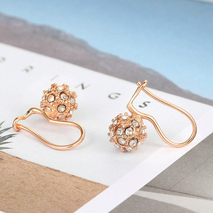 Elegant 18k Rose Gold Plated Drop Earrings with Crystal Balls | Classic Style Jewelry for Women | Ideal Gift for Parties and Weddings