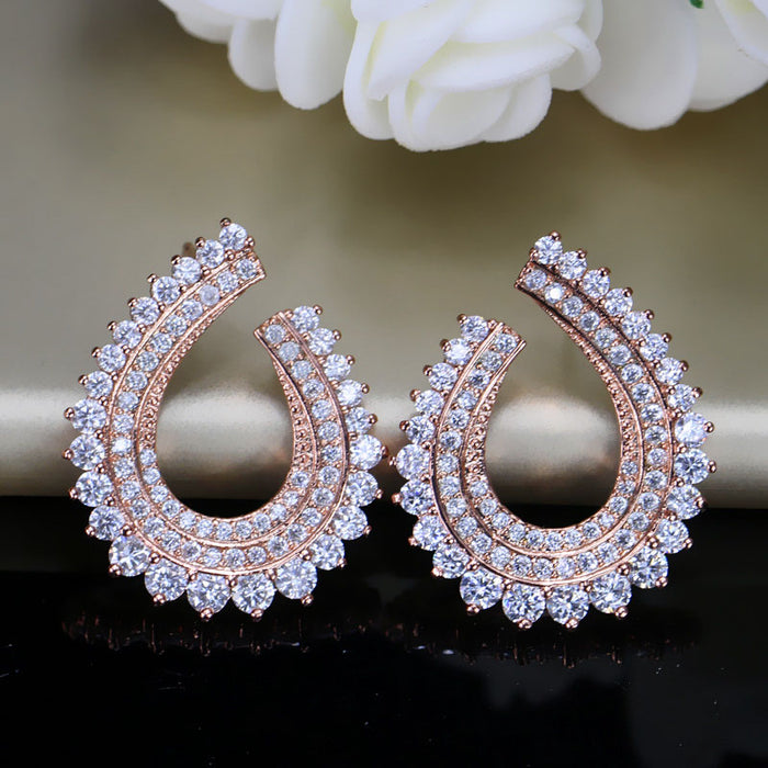 Luxury 18K Gold Plated AAA Zircon Stud Earrings – New Popular Jewelry with Micro Zircon Pavé Design