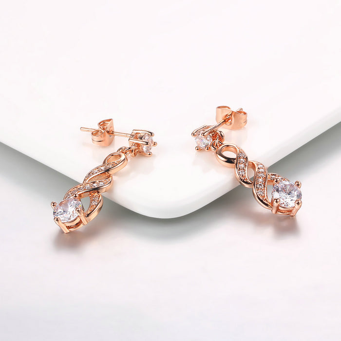 Fashionable ANGELS EMBRACE Water Stud Earrings – 18k Rose Gold Plated Jewelry for Women