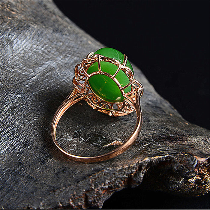 "Elegant Rose Gold Plated Green Opal Vintage Party Rings for Women | Timeless Fashion Jewelry"