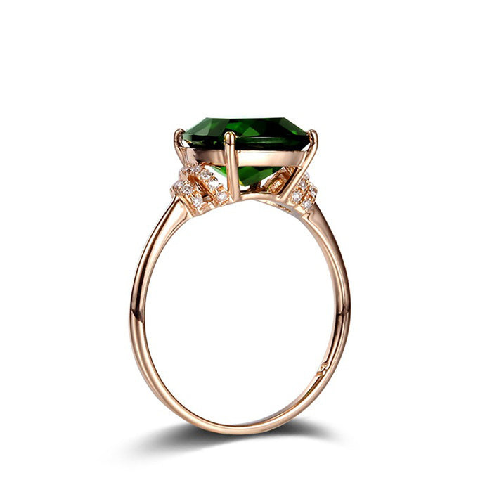 Fashionable 18k Gold Plated Wedding Ring Featuring Green Crystal and Cubic Zirconia - Perfect for Any Occasion