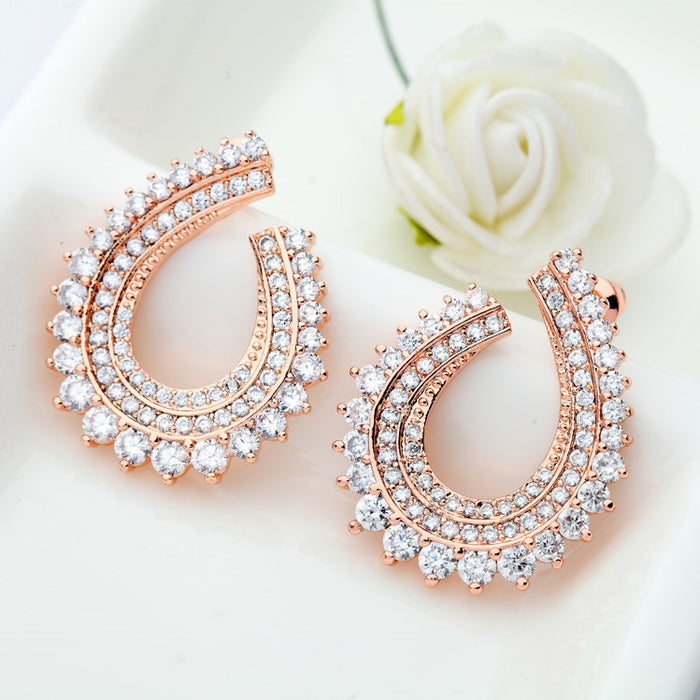 Luxury 18K Gold Plated AAA Zircon Stud Earrings – New Popular Jewelry with Micro Zircon Pavé Design