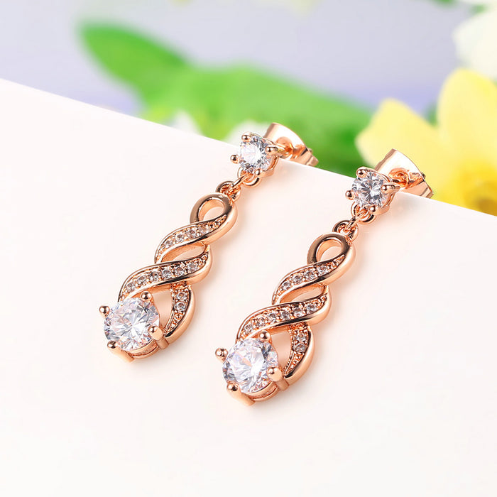 Fashionable ANGELS EMBRACE Water Stud Earrings – 18k Rose Gold Plated Jewelry for Women