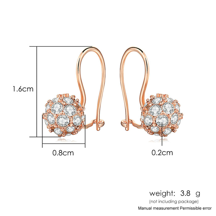 Elegant 18k Rose Gold Plated Drop Earrings with Crystal Balls | Classic Style Jewelry for Women | Ideal Gift for Parties and Weddings