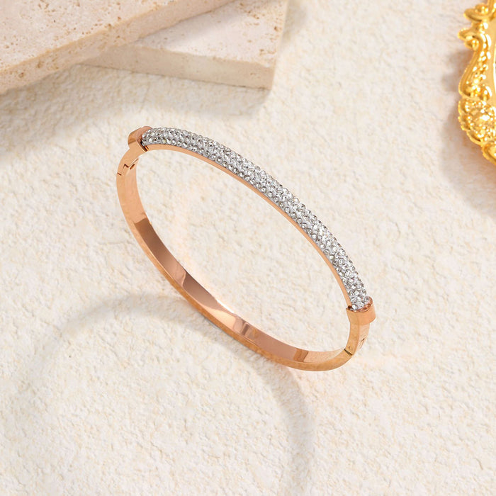 Charming 18k Gold Plated Crystal Cuff Bangles for Women – Elegant CZ Bracelet Jewelry