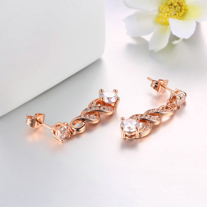 Fashionable ANGELS EMBRACE Water Stud Earrings – 18k Rose Gold Plated Jewelry for Women